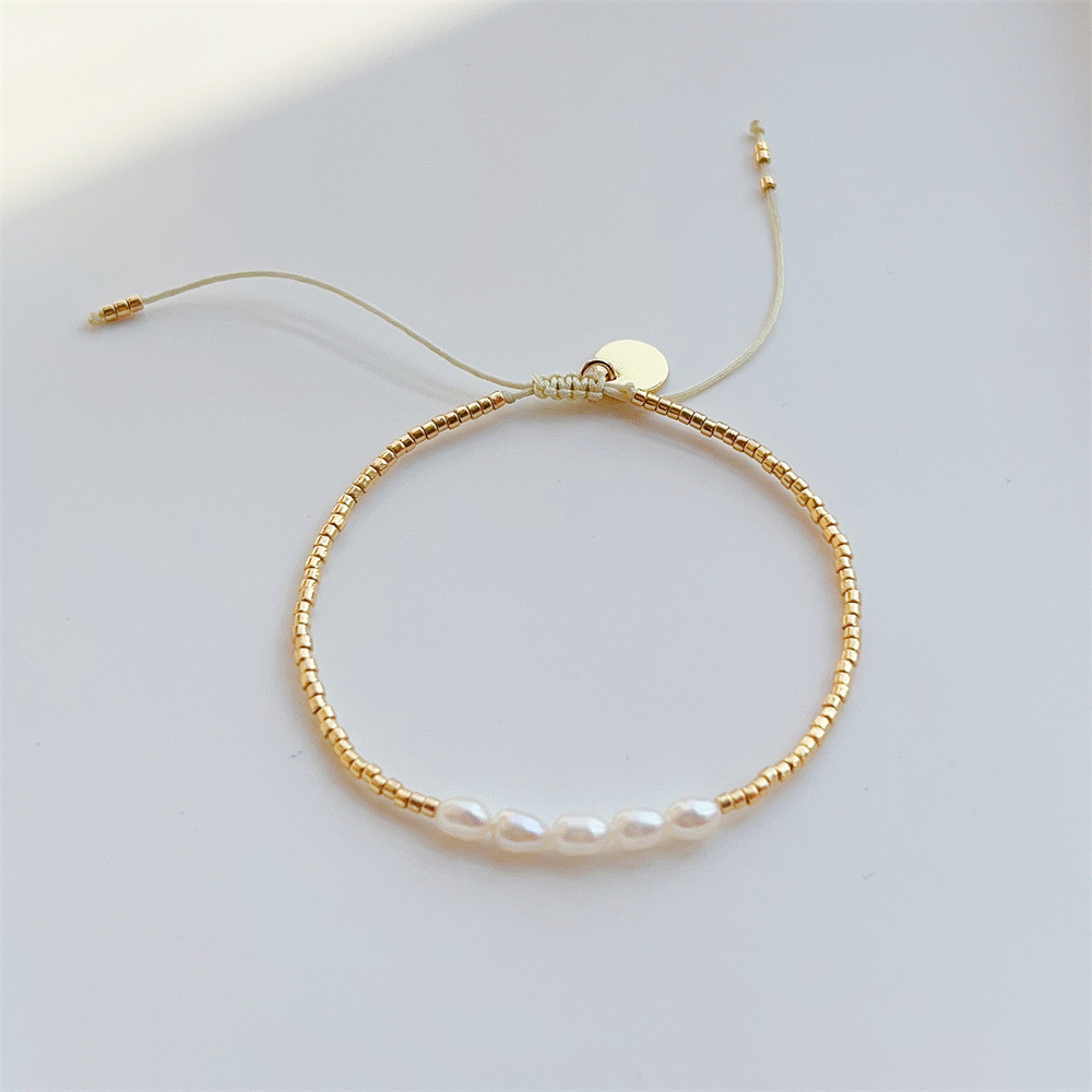 Fashion Small Bracelet Gold Beads Natural Pearl 1