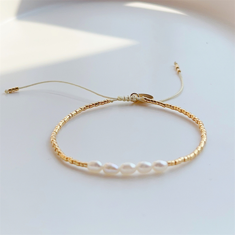 Fashion Small Bracelet Gold Beads Natural Pearl 2