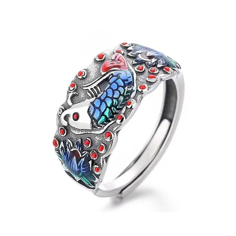 Vintage Epoxy Glaze Girl Ring 5