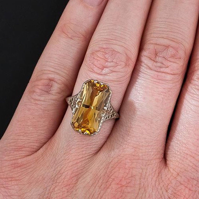 Citrine Hollow Carved Ring 6