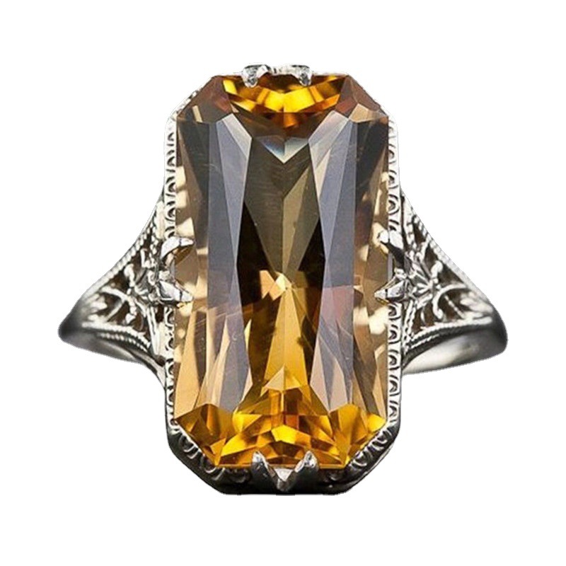 Citrine Hollow Carved Ring 5