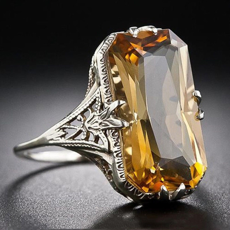 Citrine Hollow Carved Ring 4
