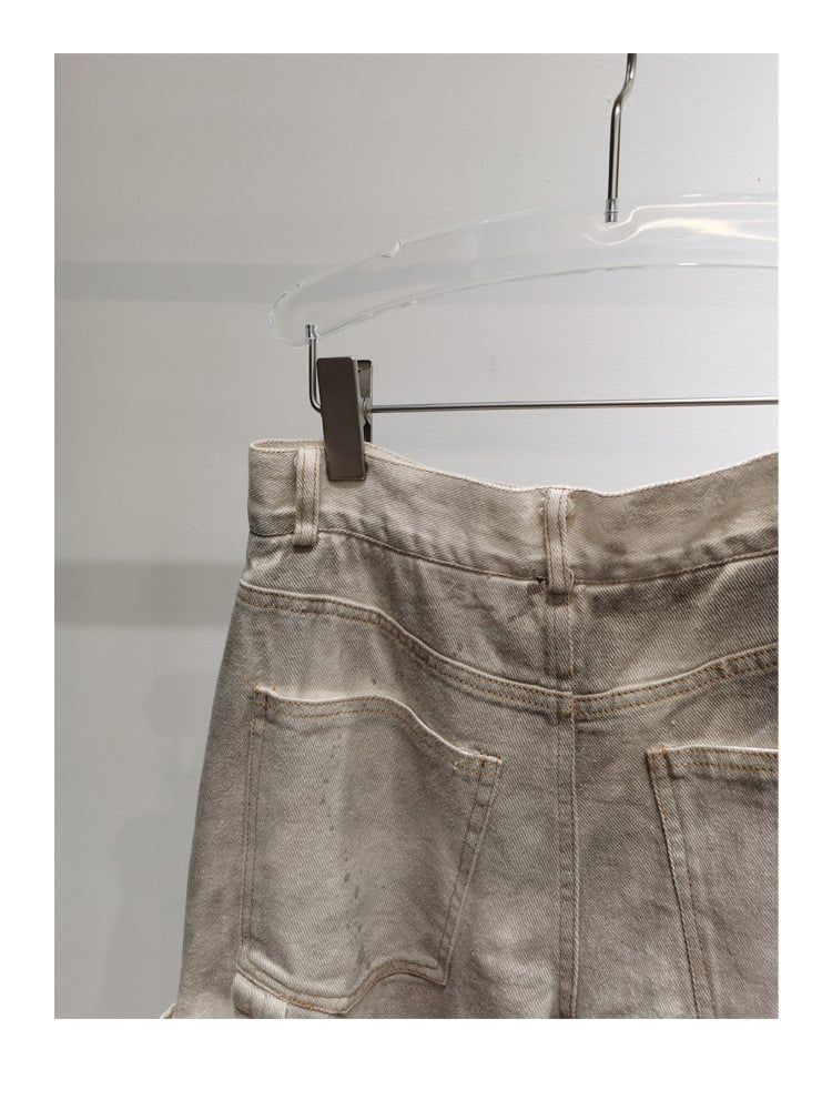 Fashion Splashed Ink Printing Distressed Jeans