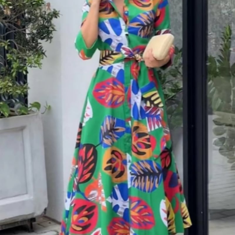 Fashion Long Sleeve Shirt Dress - Image 1