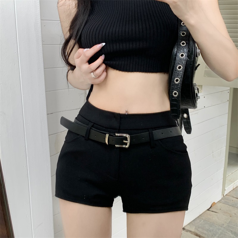 Black High Waist Casual Shorts 3