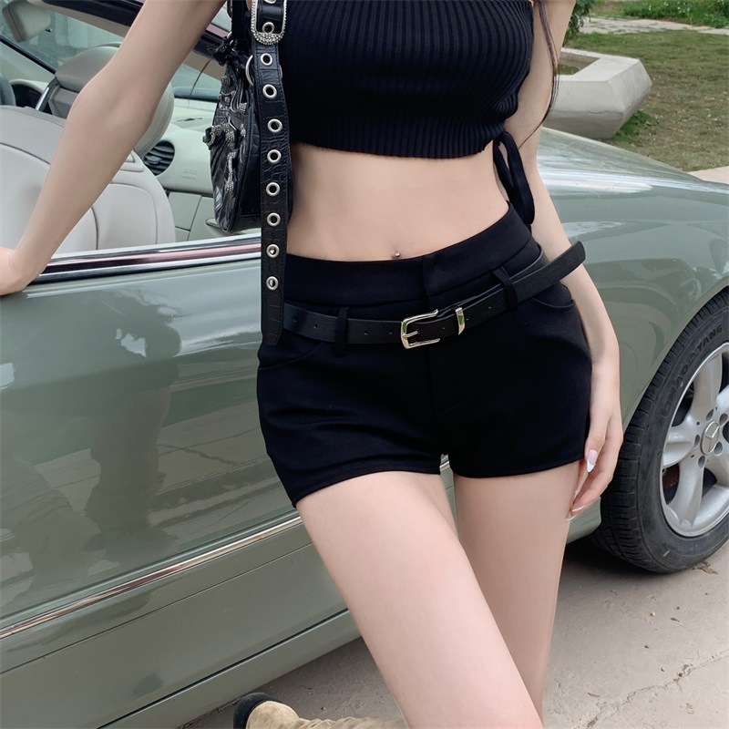 Black High Waist Casual Shorts 1