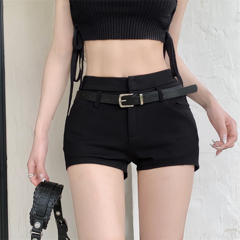 Black High Waist Casual Shorts 2