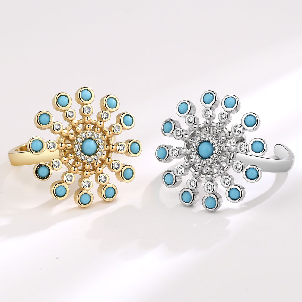 Sunflower Spinning Ring - Golden White Diamond