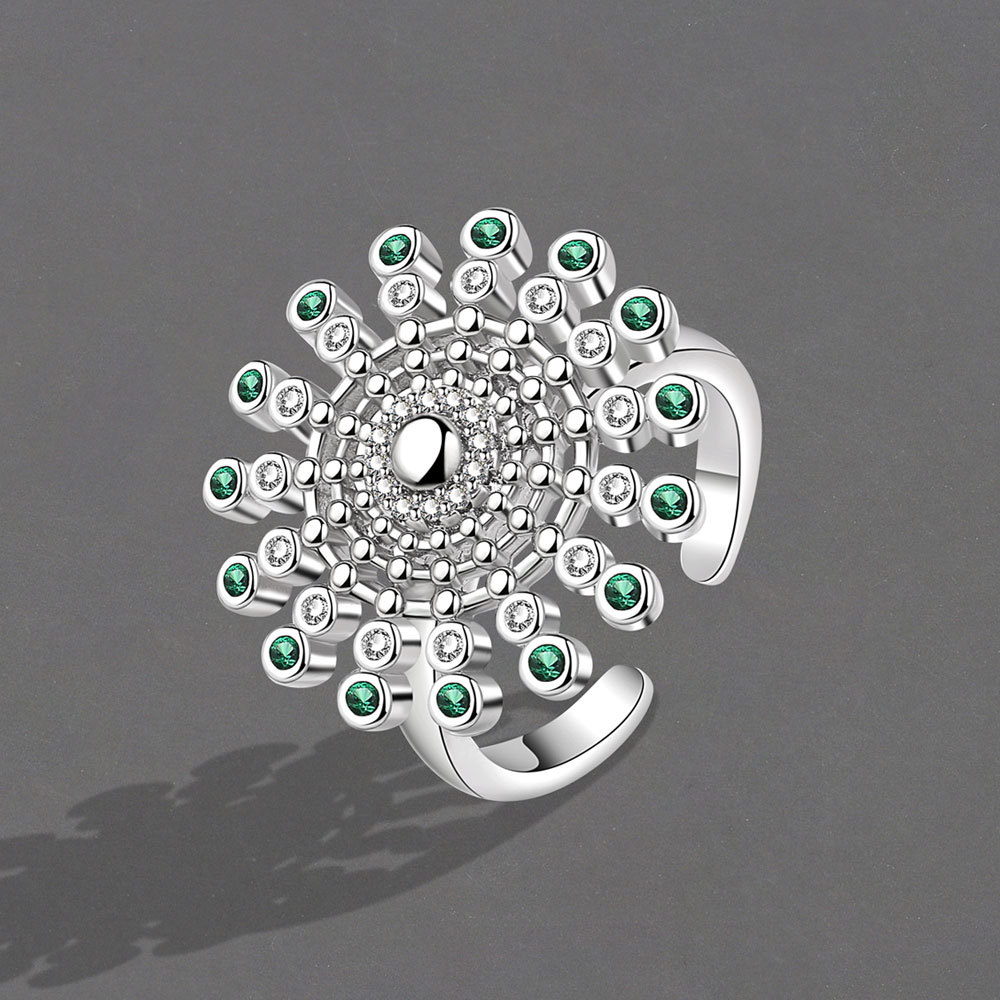 Sunflower Spinning Ring - White Gold Color Lvzuan