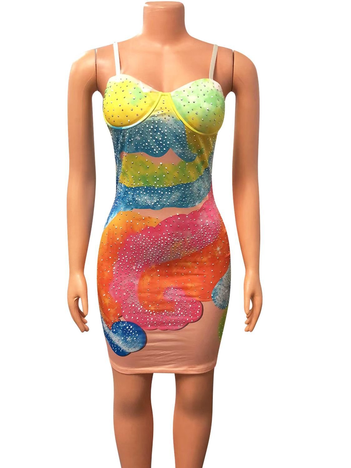 Women's Night Club Slip Rhinestone Dress 6