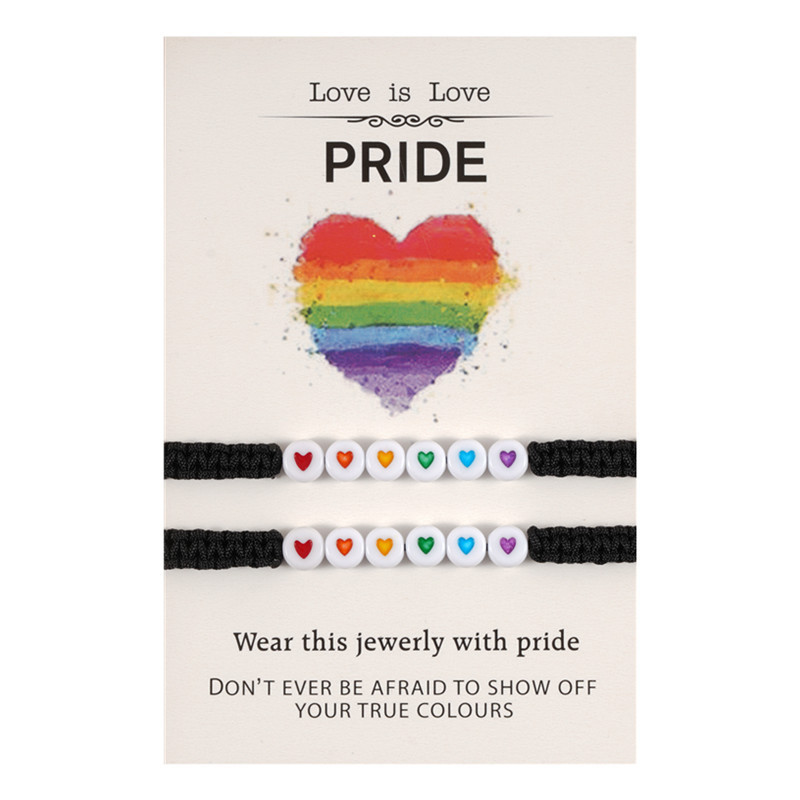 Heart Rainbow Beads Hand-woven Card Bracelet 5