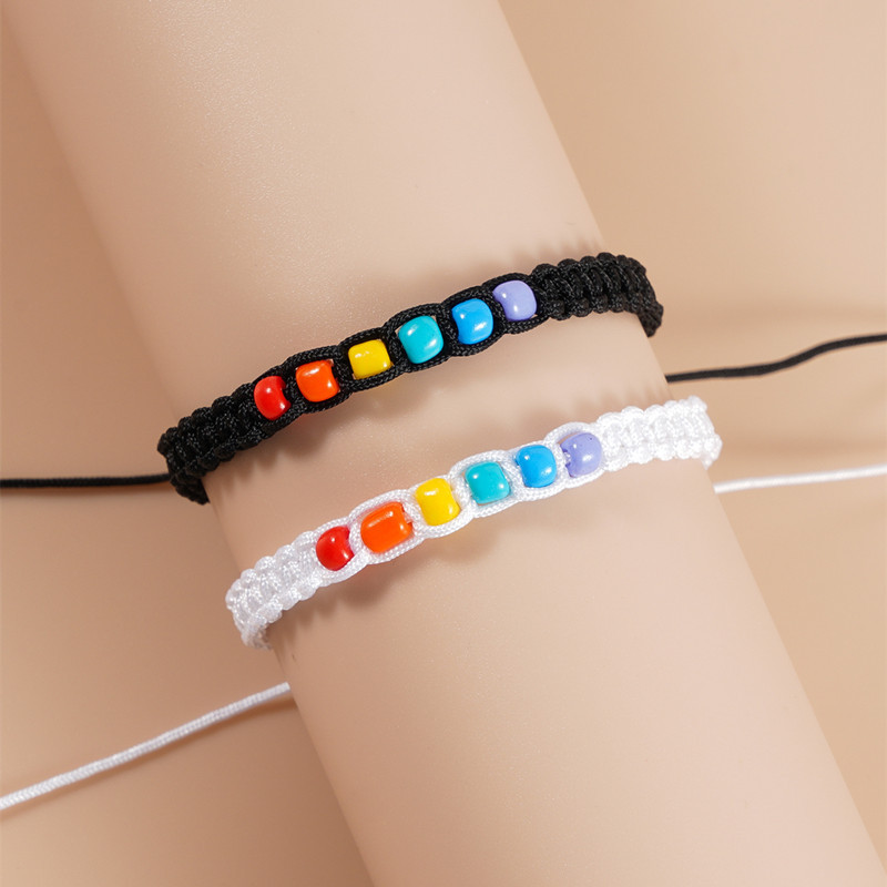 Heart Rainbow Beads Hand-woven Card Bracelet 4