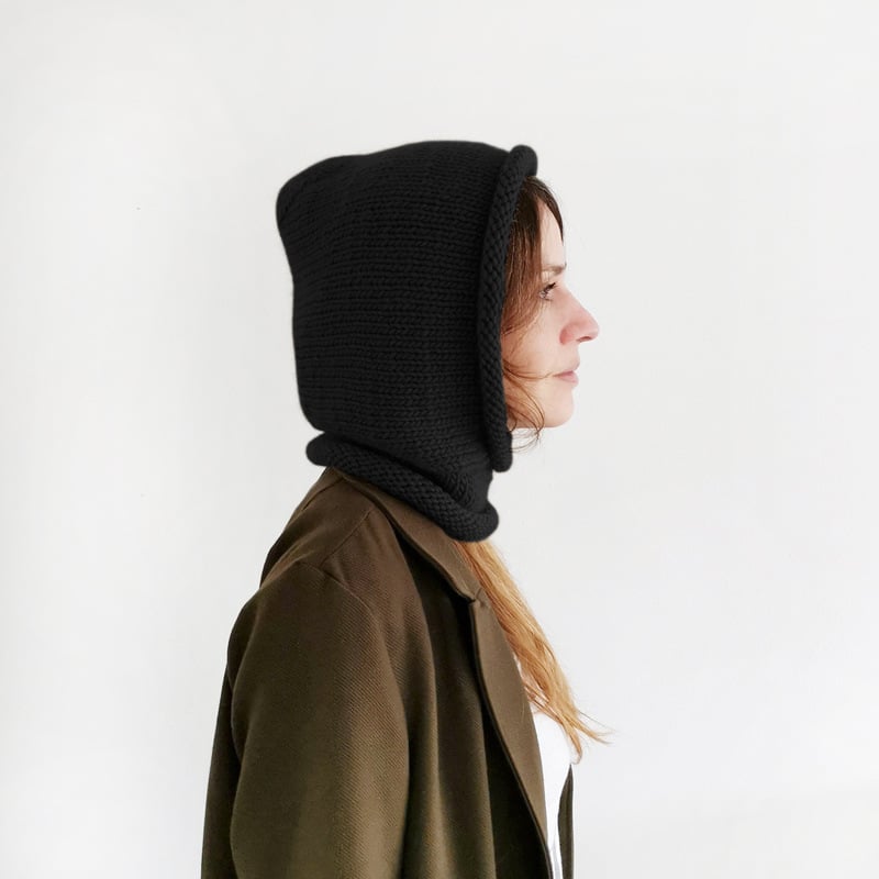 Women's Knitted Wool Hat - Side View