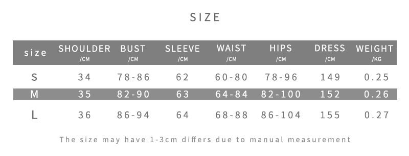 Dress Size Chart