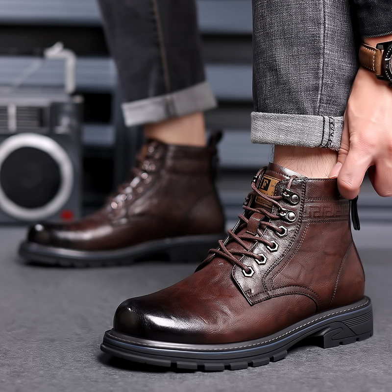 Vintage Fleece-lined Leather Boots - Image 5