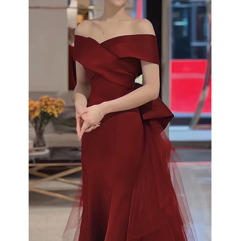 Wine Red Dress Detail View