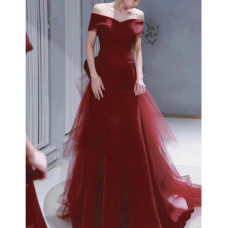 Wine Red Dress Back View
