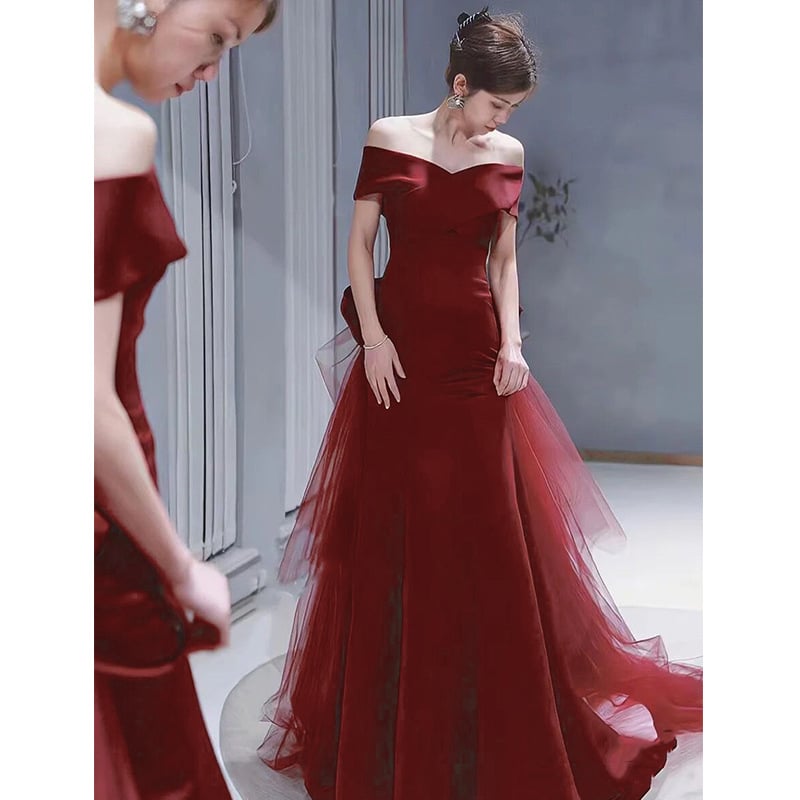 Wine Red Dress Side View