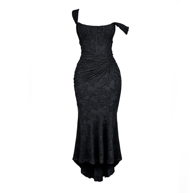 French Lace Dress Pleated Jacquard Side View