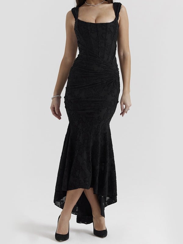 French Lace Dress Pleated Jacquard Collection