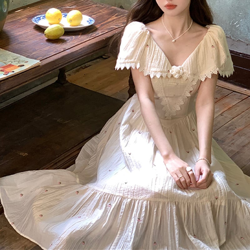 French Retro Tencel Dress Image 1