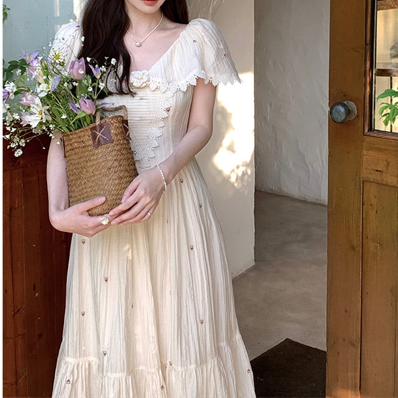 French Retro Tencel Dress Image 3