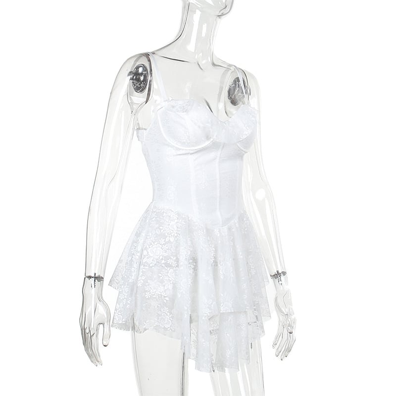 Fashion Temperament Slim Fit Lace Lotus Leaf Dress