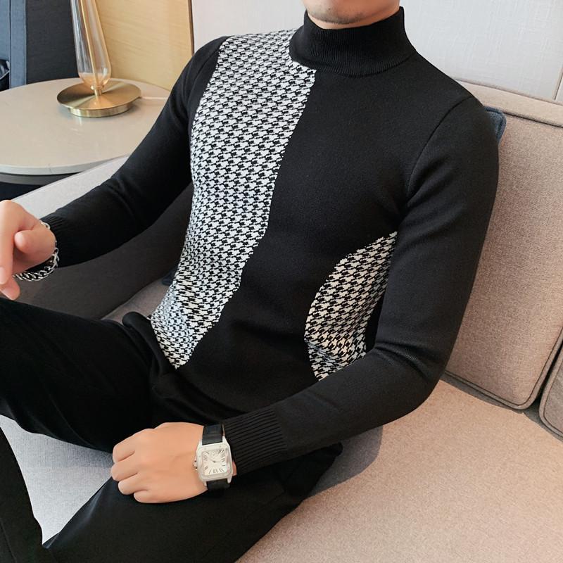 Men's Black Tight Long Sleeve Sweater Image 3