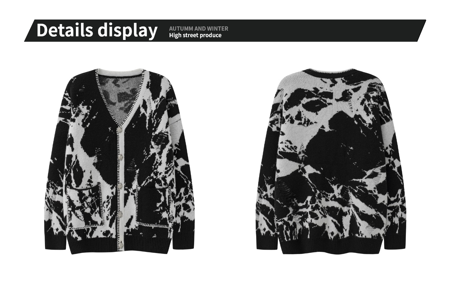 Snowflake Ripped Niche V-neck Knitted Tup Cardigan Image 2