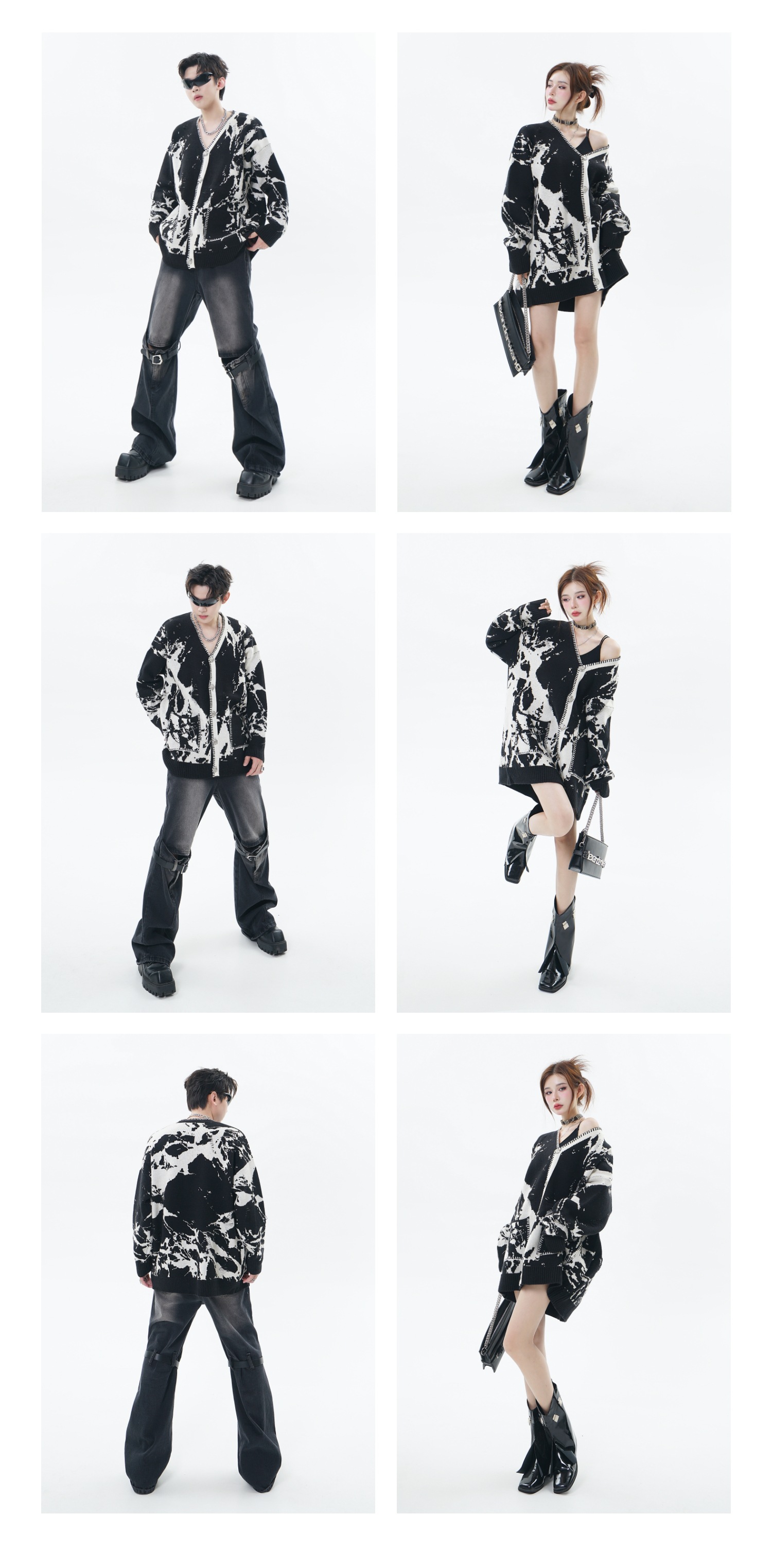 Snowflake Ripped Niche V-neck Knitted Tup Cardigan Image 10