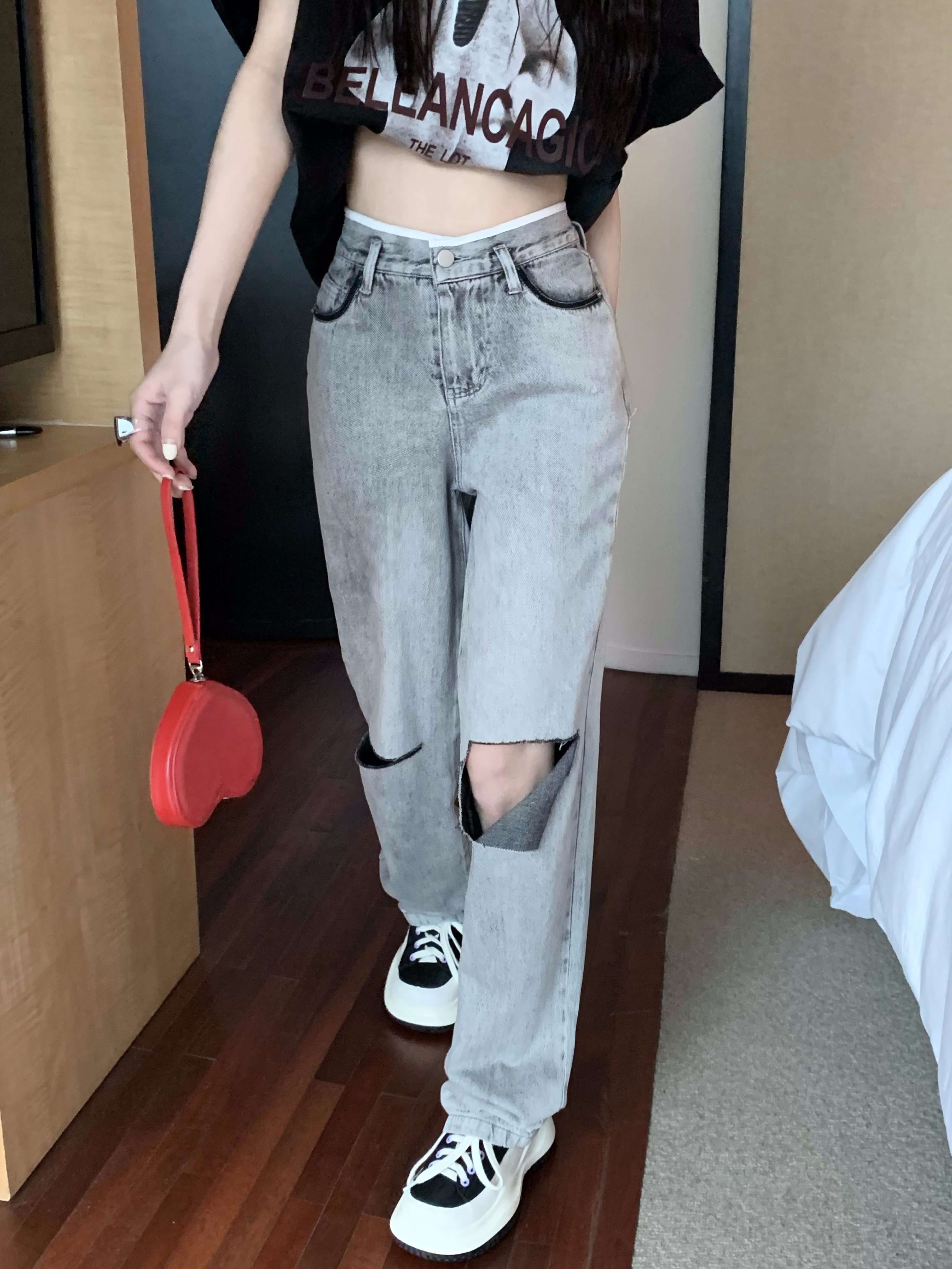 Women's Summer New High Waist Loose Ripped Jeans