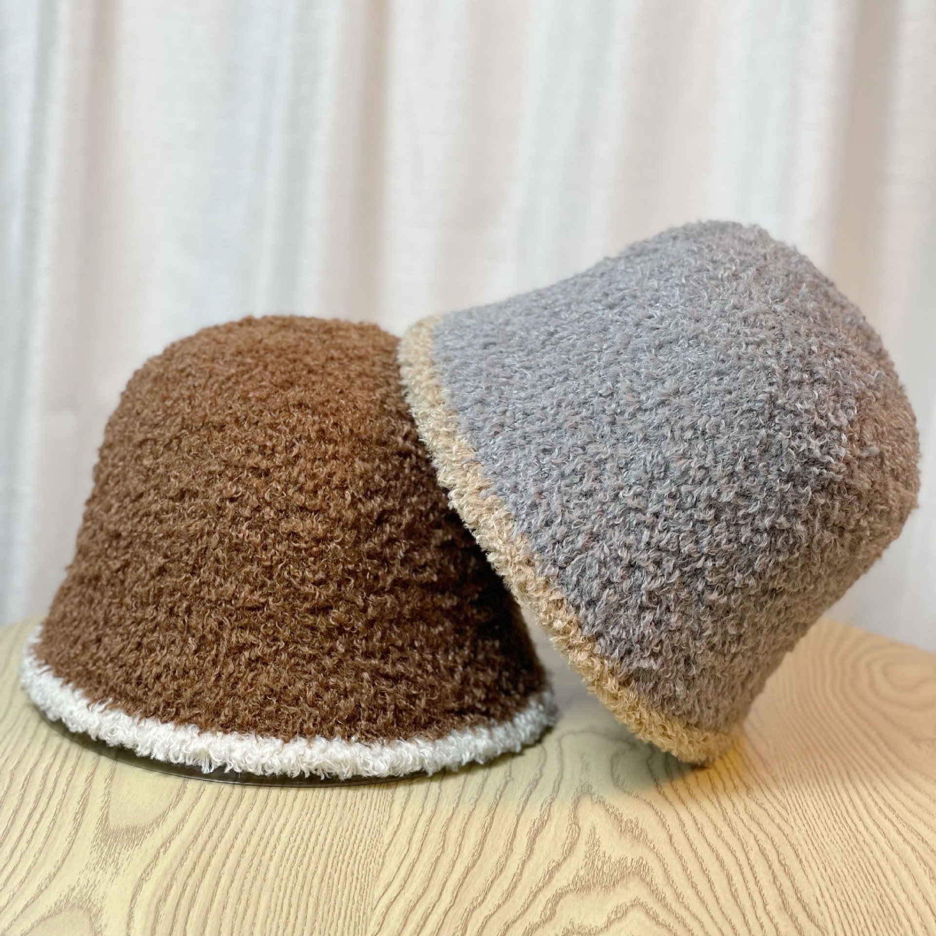Women's Striped Plush Bucket Hat