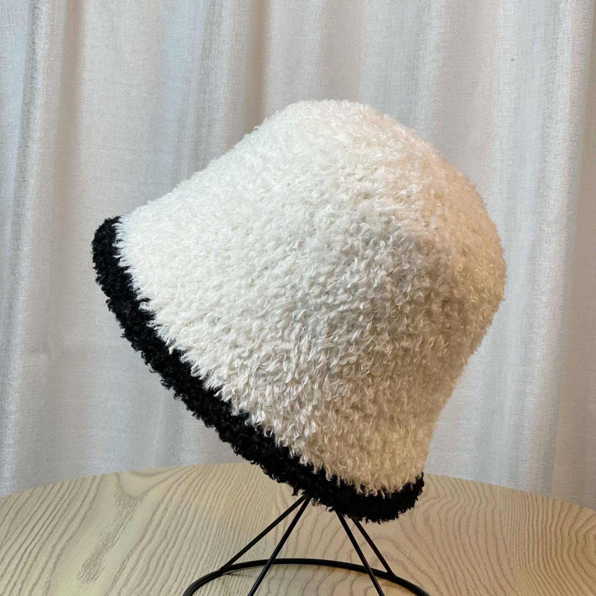 Women's Striped Plush Bucket Hat