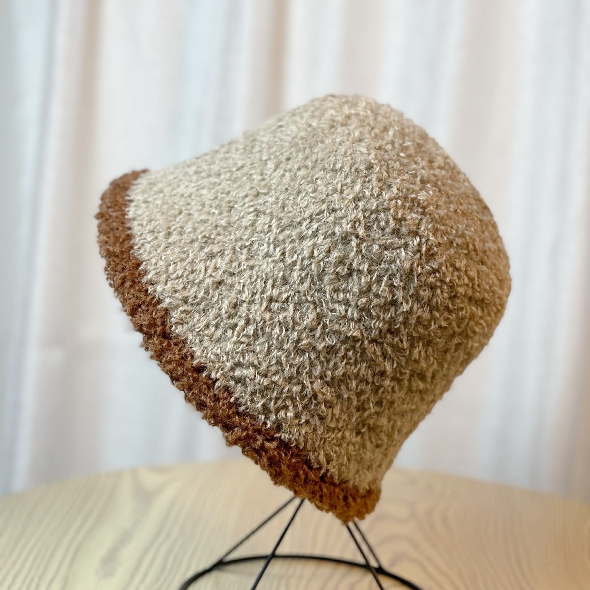Women's Striped Plush Bucket Hat