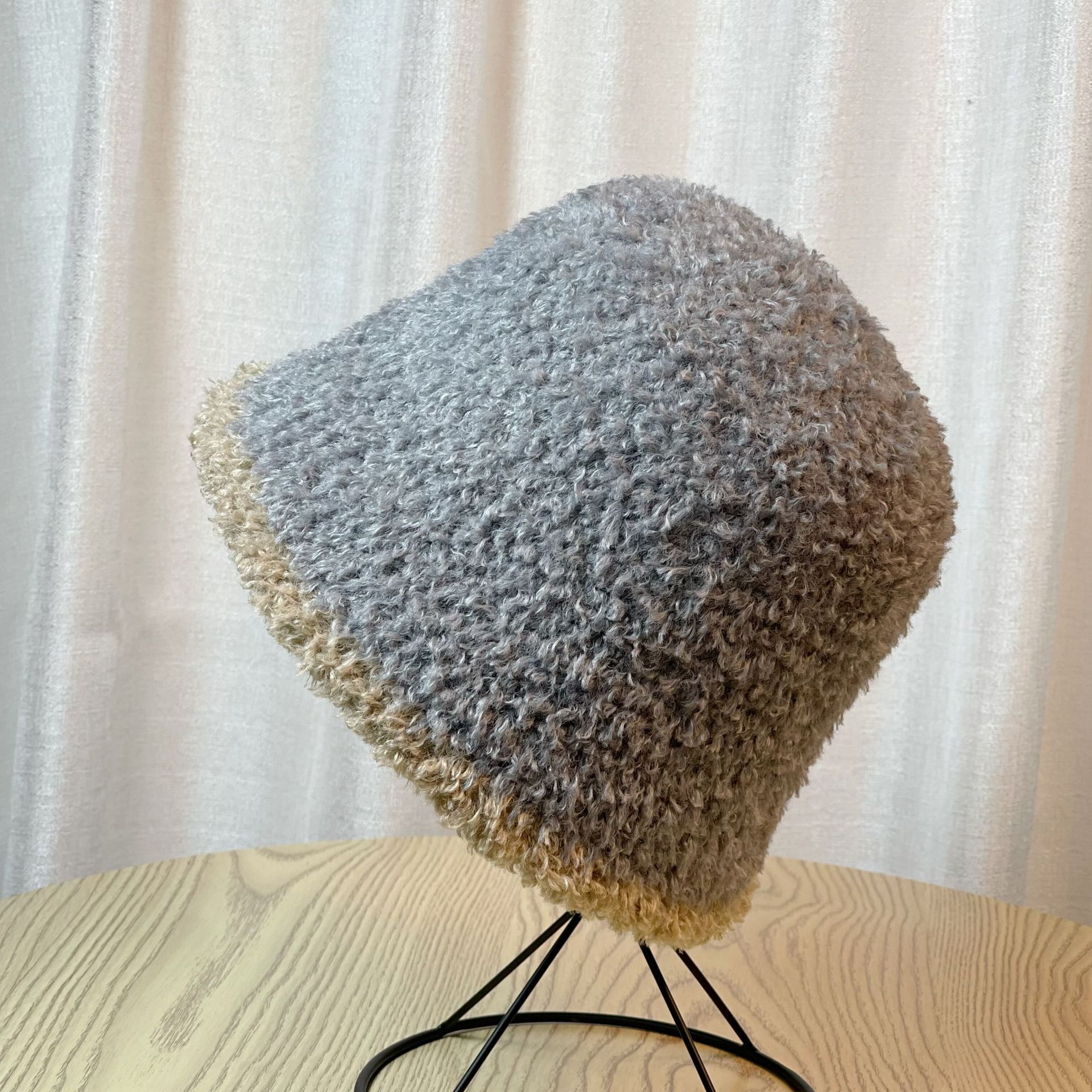 Women's Striped Plush Bucket Hat