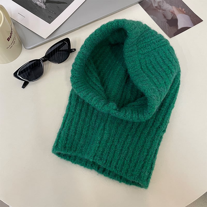 Woolen Hat Scarf in Dark Gray