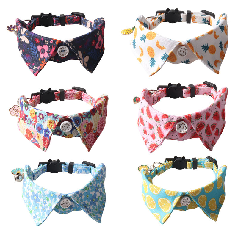 Fruit Blossom Series Bow Tie Cat Collar Light Board Red Flower