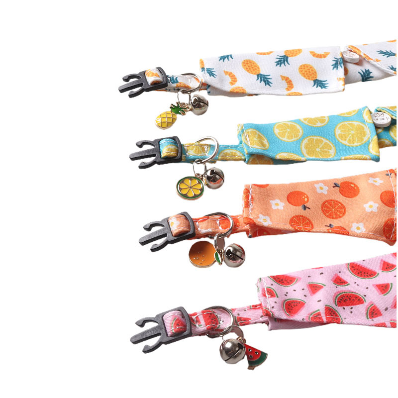 Fruit Blossom Series Bow Tie Cat Collar Blue Pattern