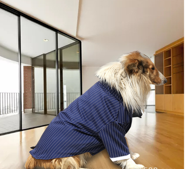 Large Dog Stripe Bow Tie Suit Image 6