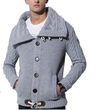 Horn Button Casual Turtleneck Sweater Image 2
