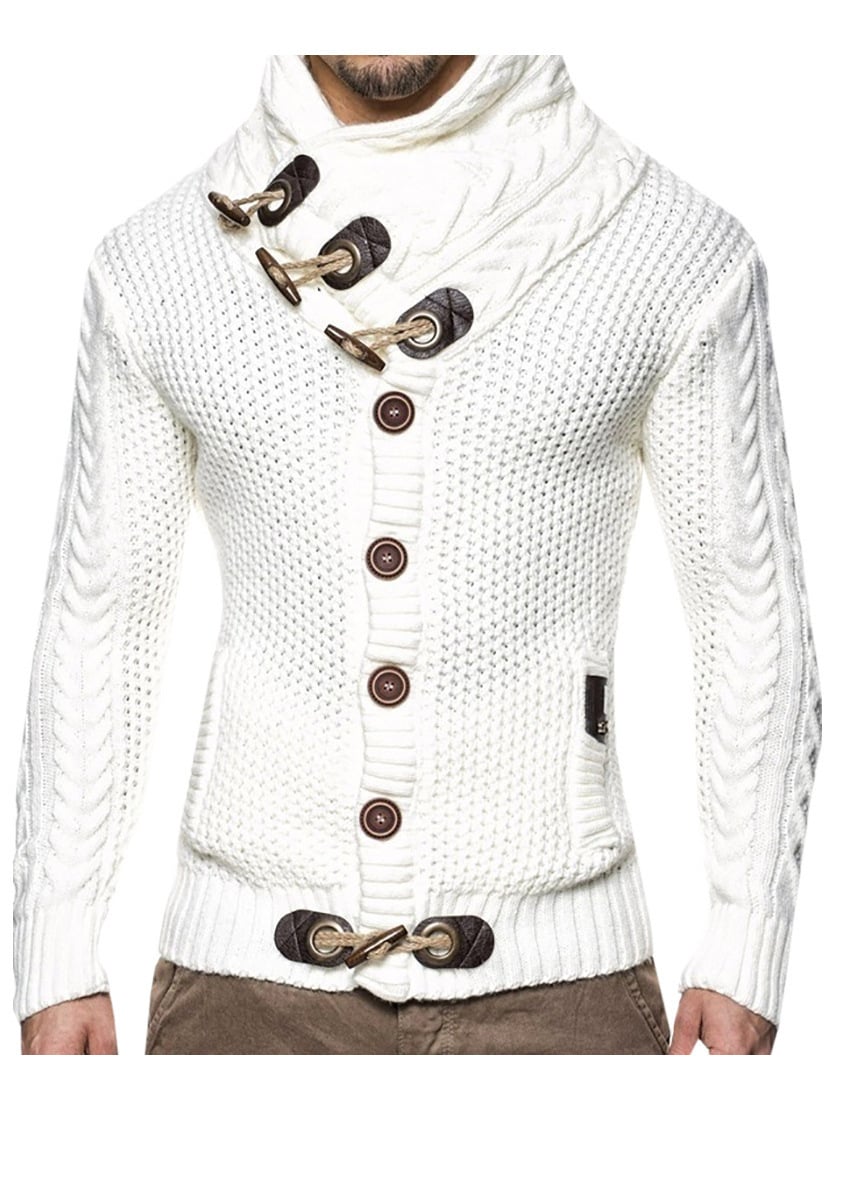 Horn Button Casual Turtleneck Sweater Image 3