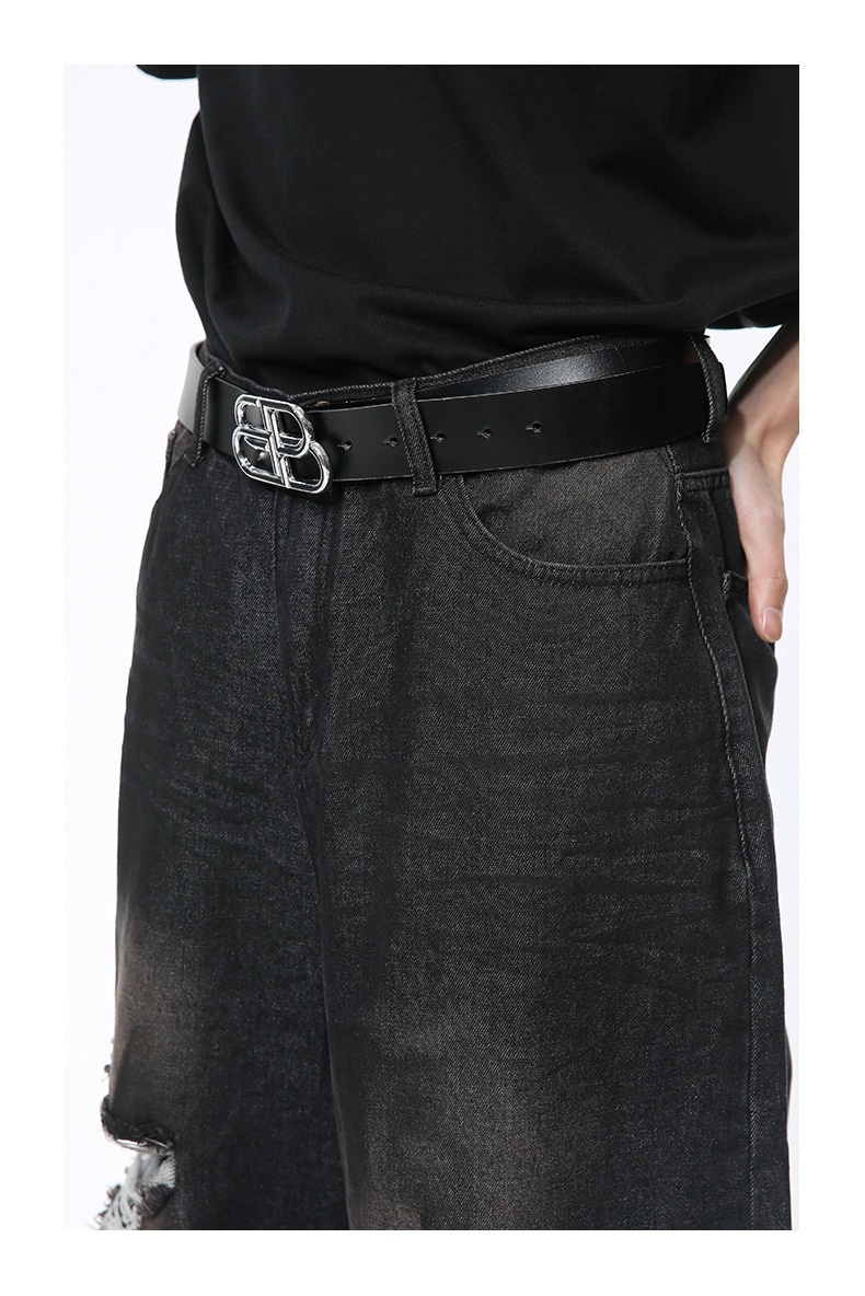 High Street Ripped Straight Retro Loose Jeans