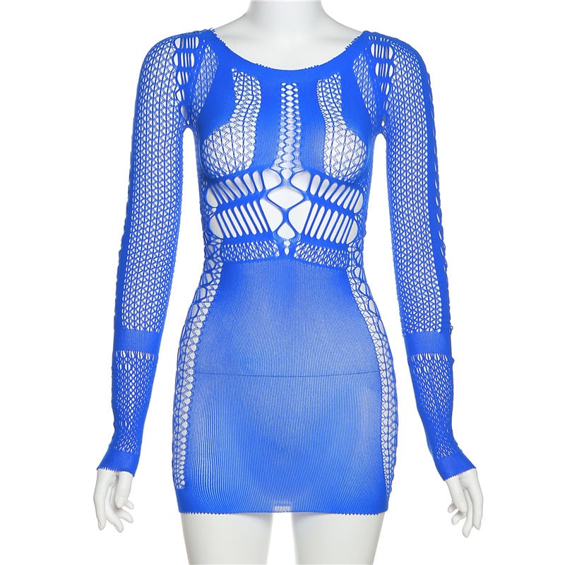Long Sleeve Fishnet Dress