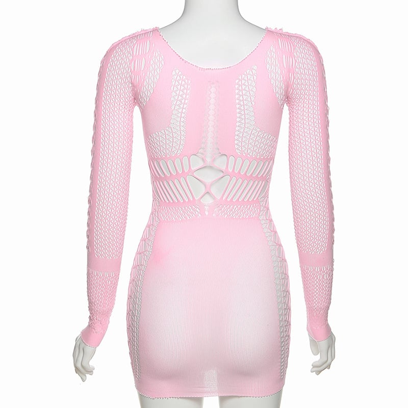 Long Sleeve Fishnet Dress