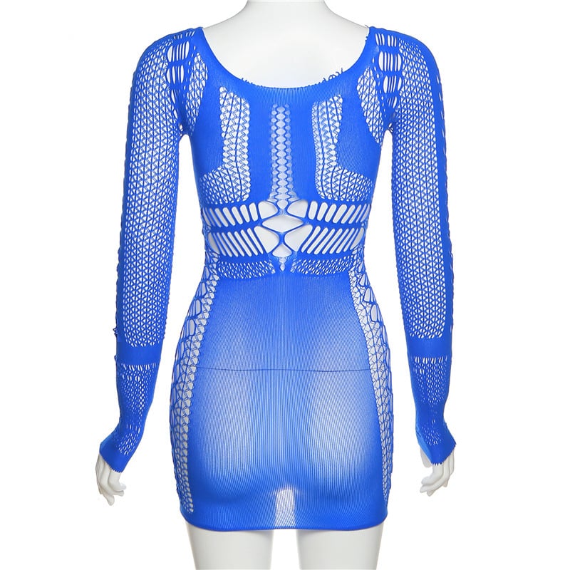 Long Sleeve Fishnet Dress