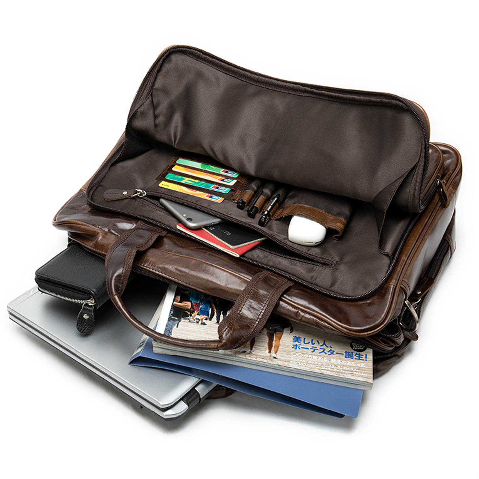 Men's Hand-carrying Genuine Leather Briefcase Image 4