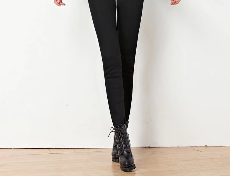 Black Plush Fleece High Rise Stretch Jeans