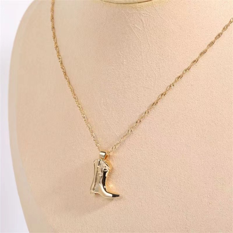 Women's Fashion Classic Denim Boots Pendant Necklace Image 2