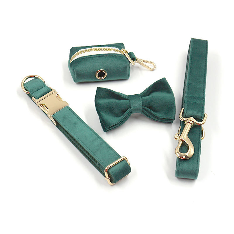 Green Velvet Dog Bow Tie