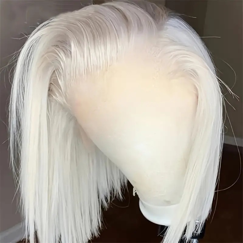 Pure White Dyed Wig Front Lace Bob Haircut Image 1